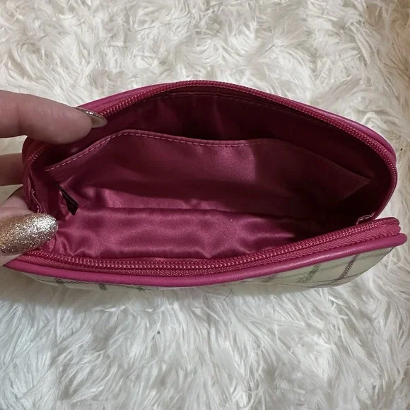 Coach Peyton Tattersall Coated Canvas and Leather Plaid Pink Stripe Cosmetic Bag - Picture 5 of 9